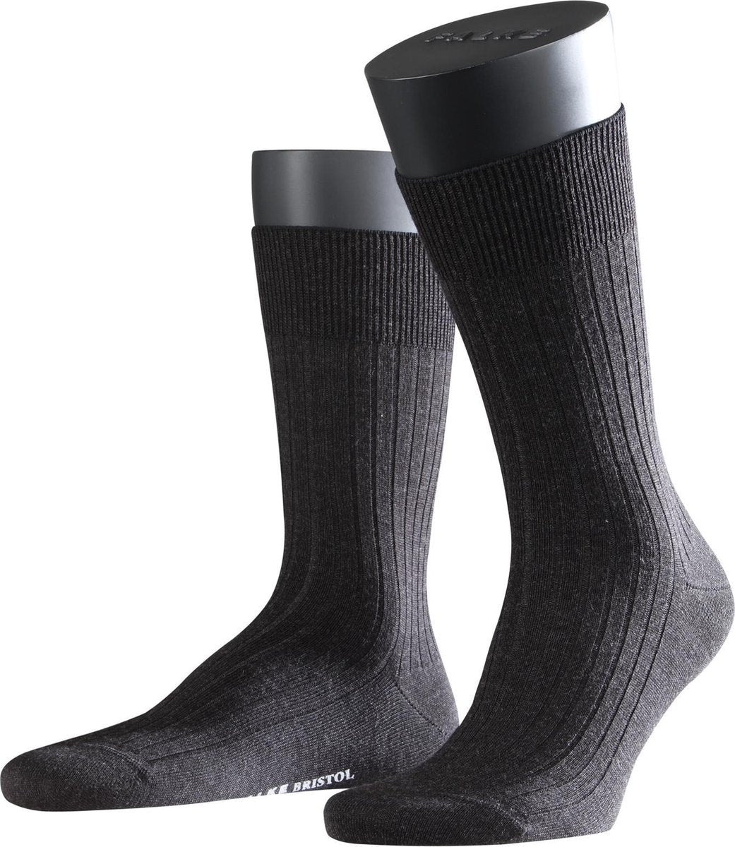 FALKE Bristol Pure HerenSok 14415 - Grijs 3080 anthra.mel Heren - 47-48