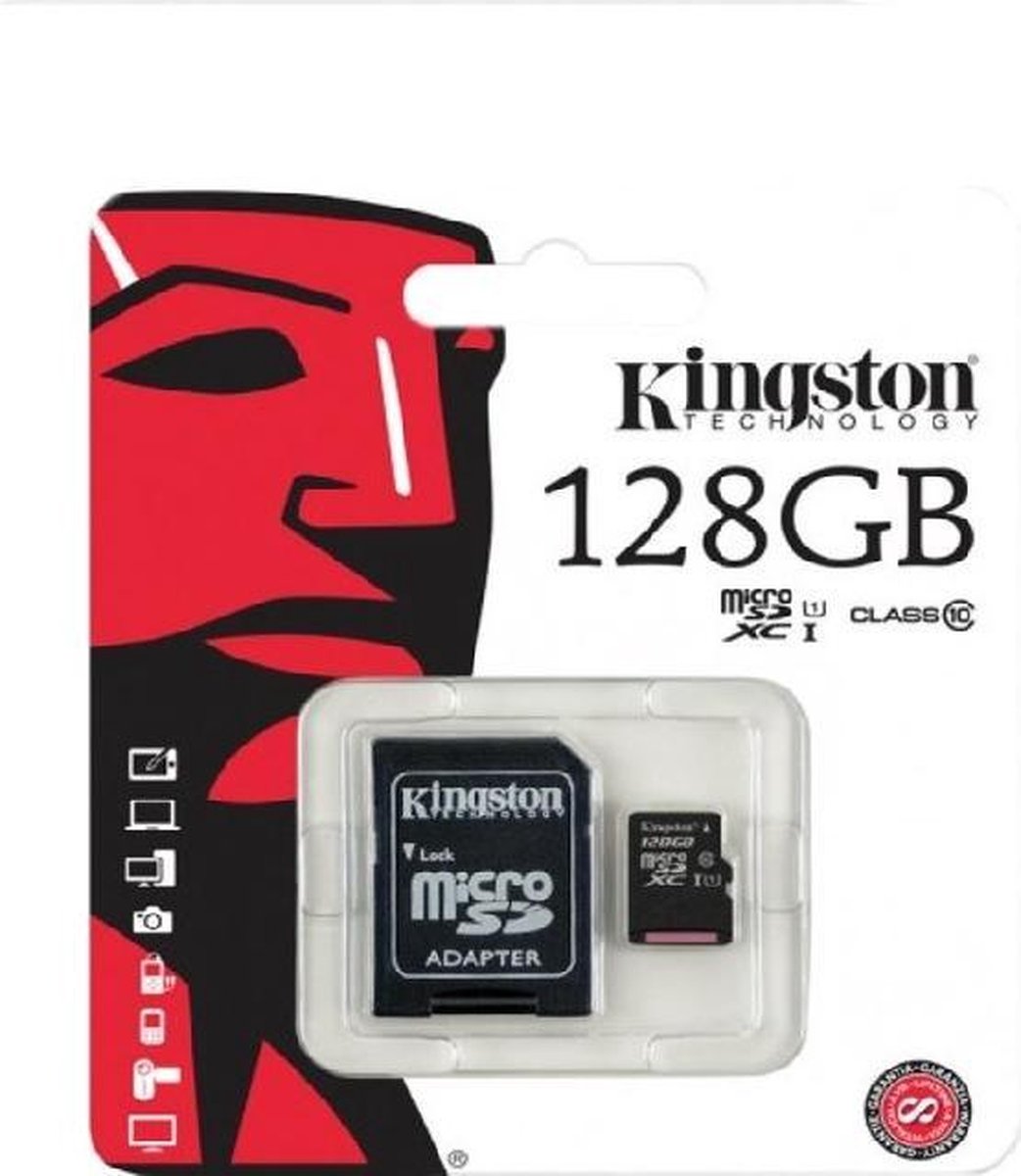Het Origineel Kingston 128GB Micro SDXC Class 10 UHS-I 45R FlashCard Single Pack w/o Adapter