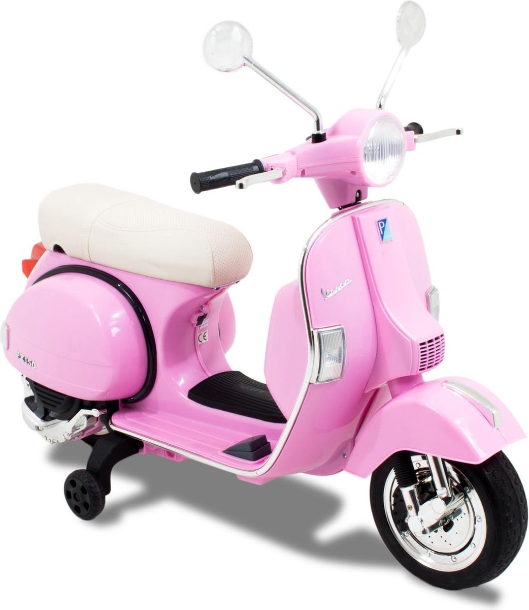 Vespa Elektrische Kinderscooter - Accu Scooter - 6V Accu - Sterke Accu - Afstandbediening - Roze