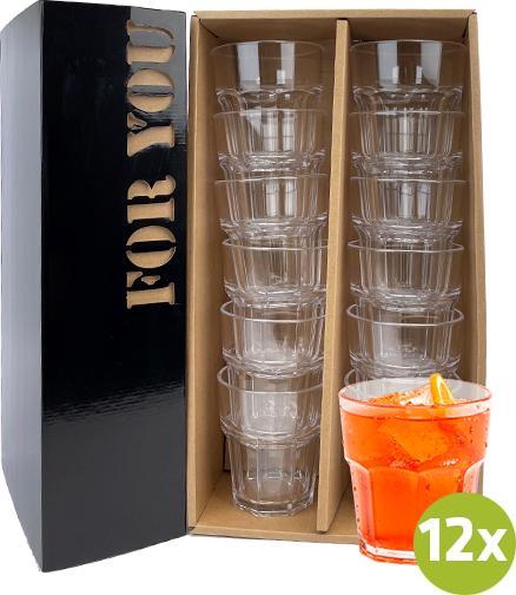 12x Wijnglas Ibiza 26cl cadeauset | Onbreekbare kunststof / plastic drinkglazen