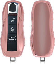 kwmobile autosleutelhoes voor Porsche 3-knops autosleutel (alleen Keyless) - TPU beschermhoes in hoogglans ros�goud