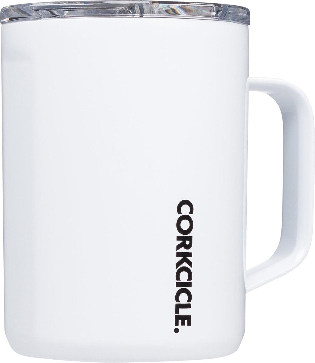 Corkcicle Koffiebeker Koffiemok To Go - Thermosbeker - RVS & driewandig Koffie Beker - 475ml - Wit