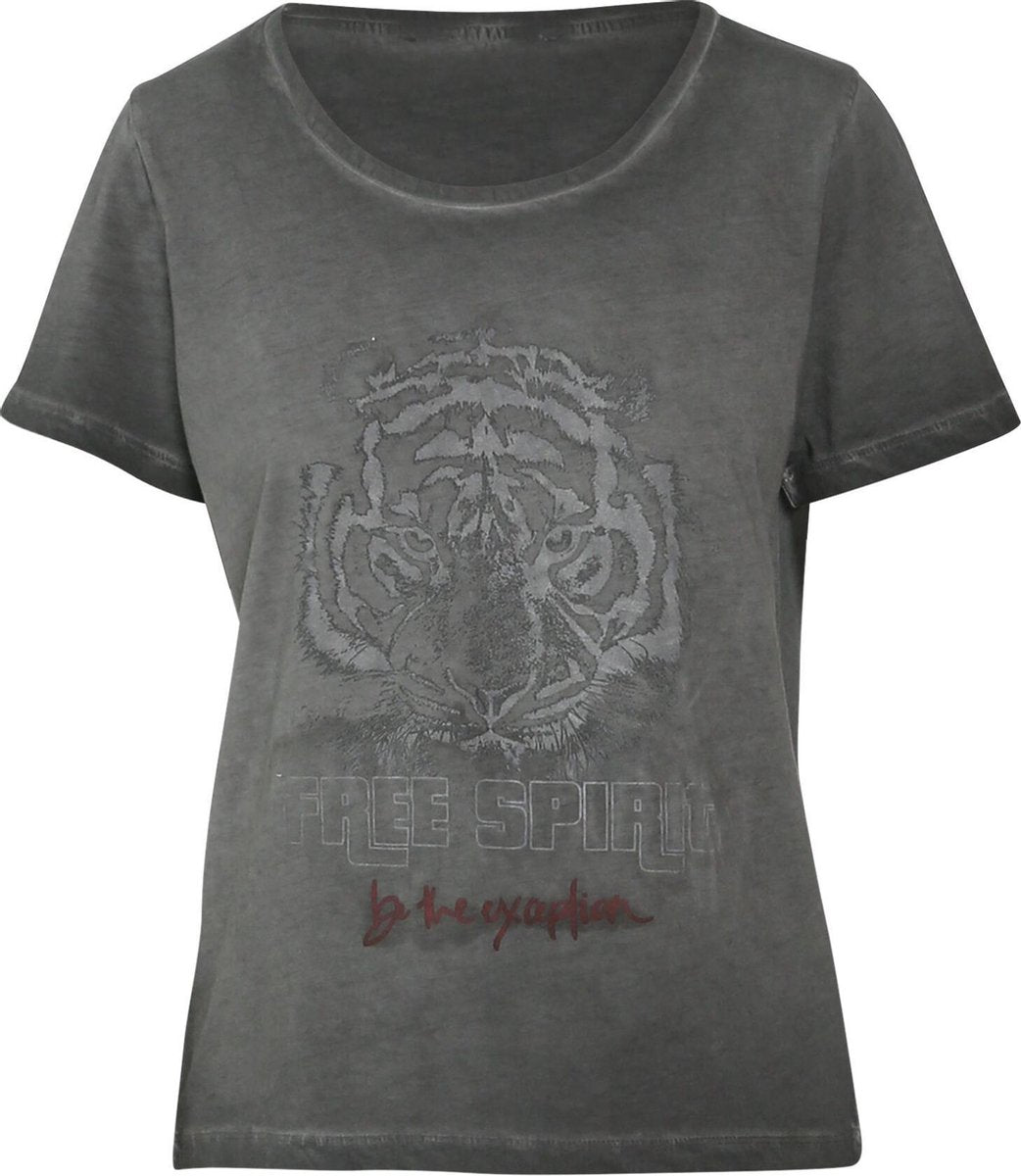 Cassis - Katoenen T-shirt met tijgerprint - Antraciet