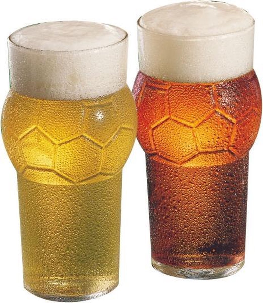 Drinkglazen Voetbalvorm 2 stuks – Bekers van Glaswerk – Geschikt voor in de Vaatwasser