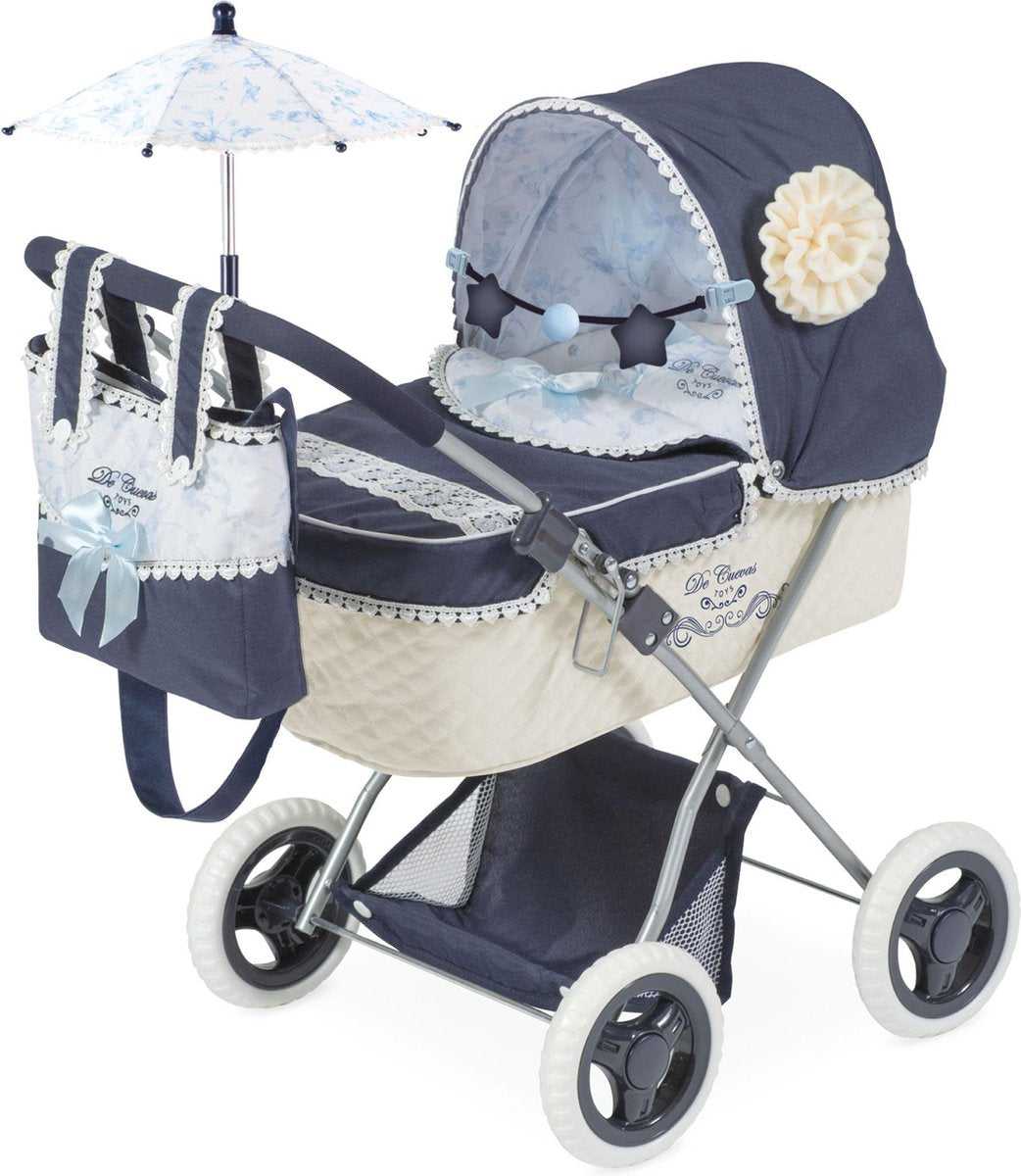 Poppenwagen classic blauw M