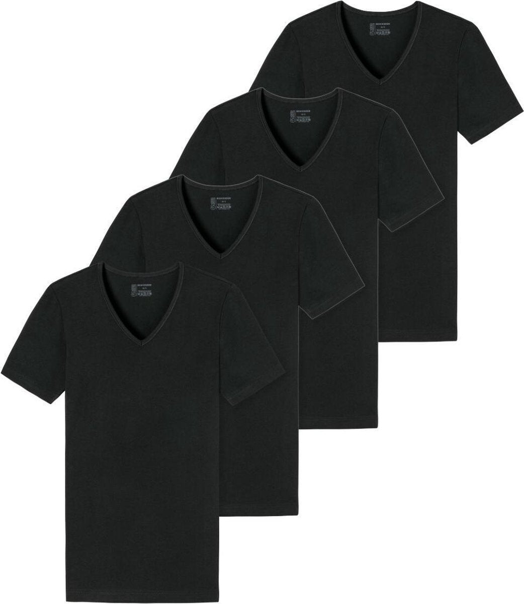 Schiesser T-Shirt / Onderhemd met ronde hals 4er-Pack - 95/5 - Organic Cotton
