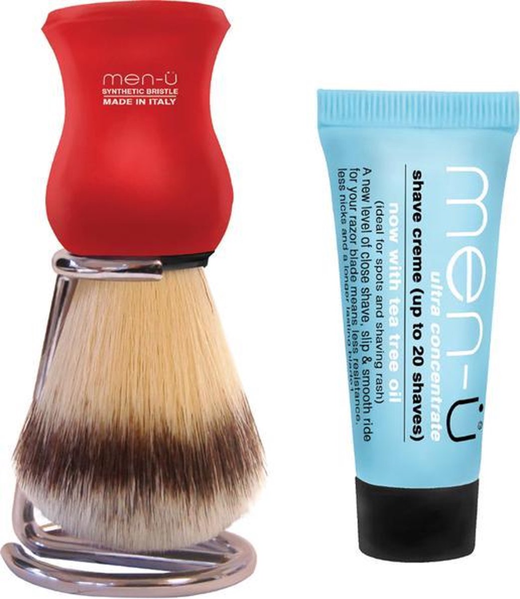 Men-U Scheerkwast Premier Synthetisch - Rood - Standaard - Scheercreme