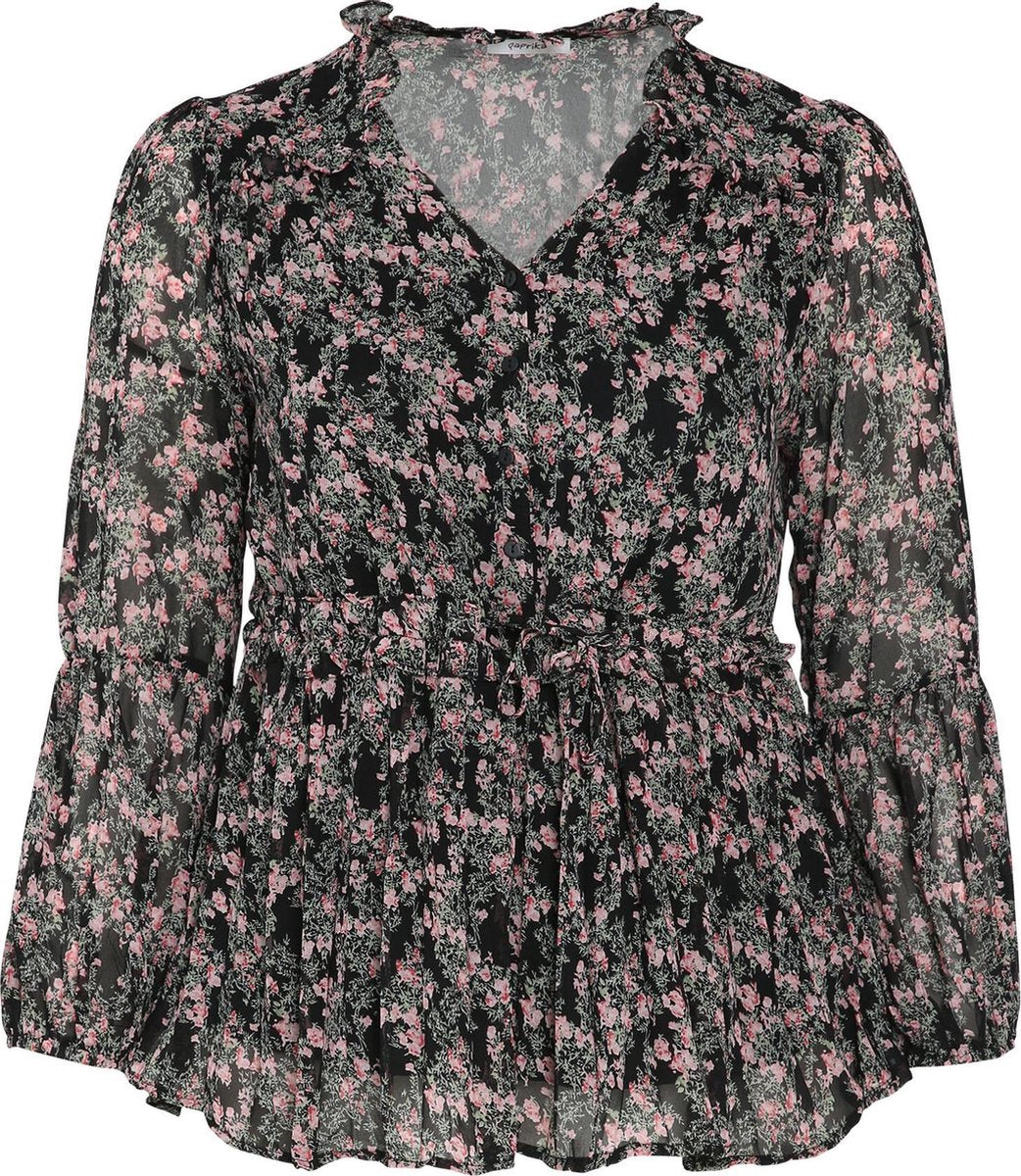 blouse in polyestervoile met bloemenprint