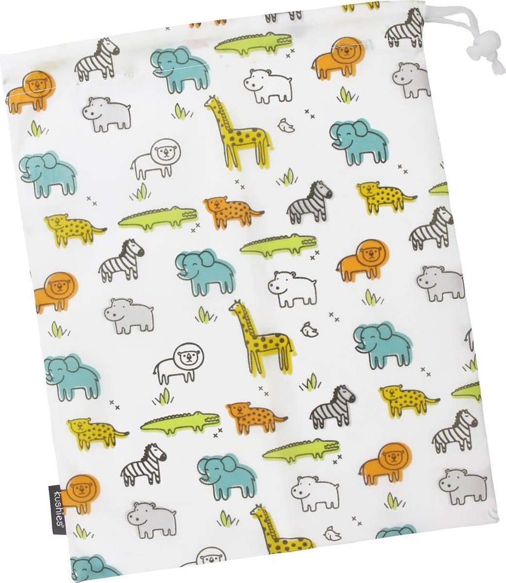 Kushies - Luiertas - Wetbag - 35x50cm - Wit - Safari