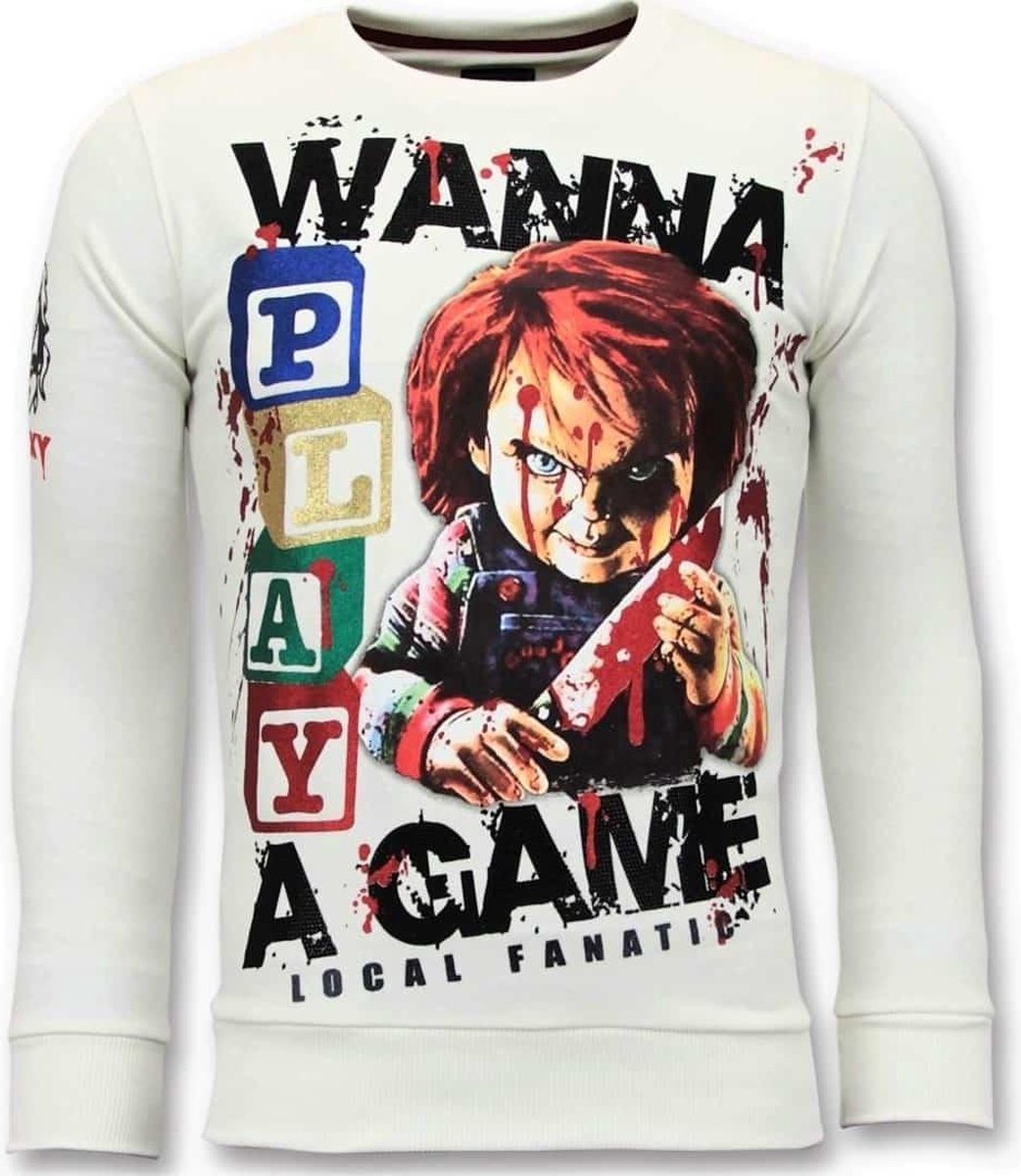 Local Fanatic Exclusieve Sweater Heren - Chucky Childs Play - Wit - Maten: XXL