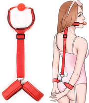WiseGoods - BDSM Gag Bondage Set - SM Seksspeeltjes - Gagball met Handboeien - Erotiek Toys - Rood