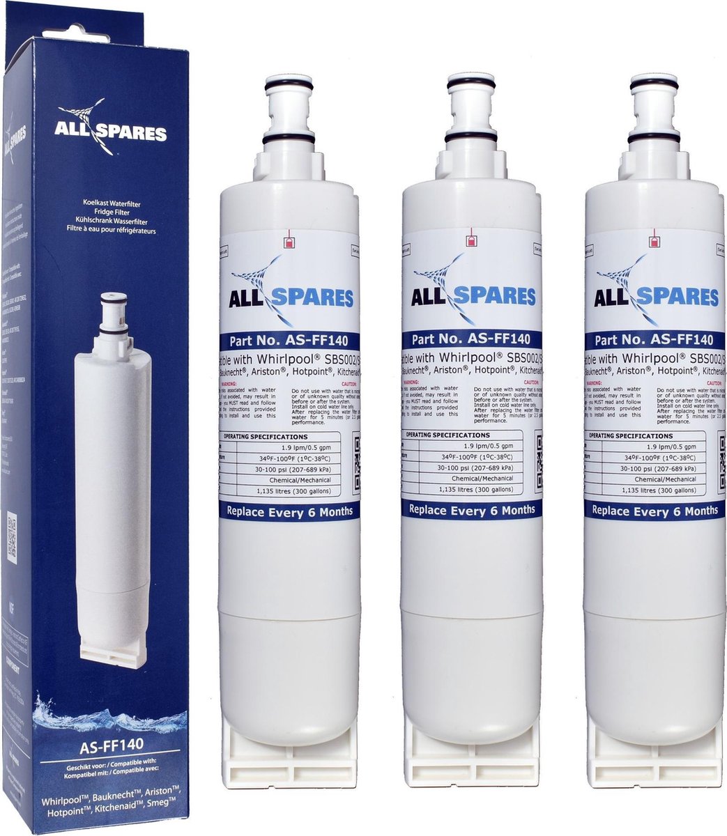 Whirlpool SBS002 / SBS200 Waterfilter - Koel- vriescombinatie Waterfilter van AllSpares - 3 Filters