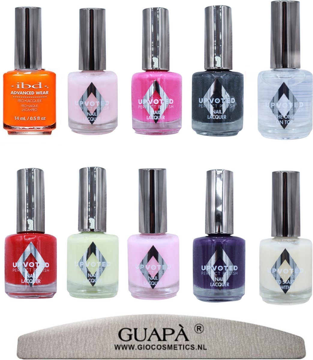 GUAPÀ® Nagellak set | Zomer Nagels | Base Coat | Topcoat | 8 kleuren nagellak