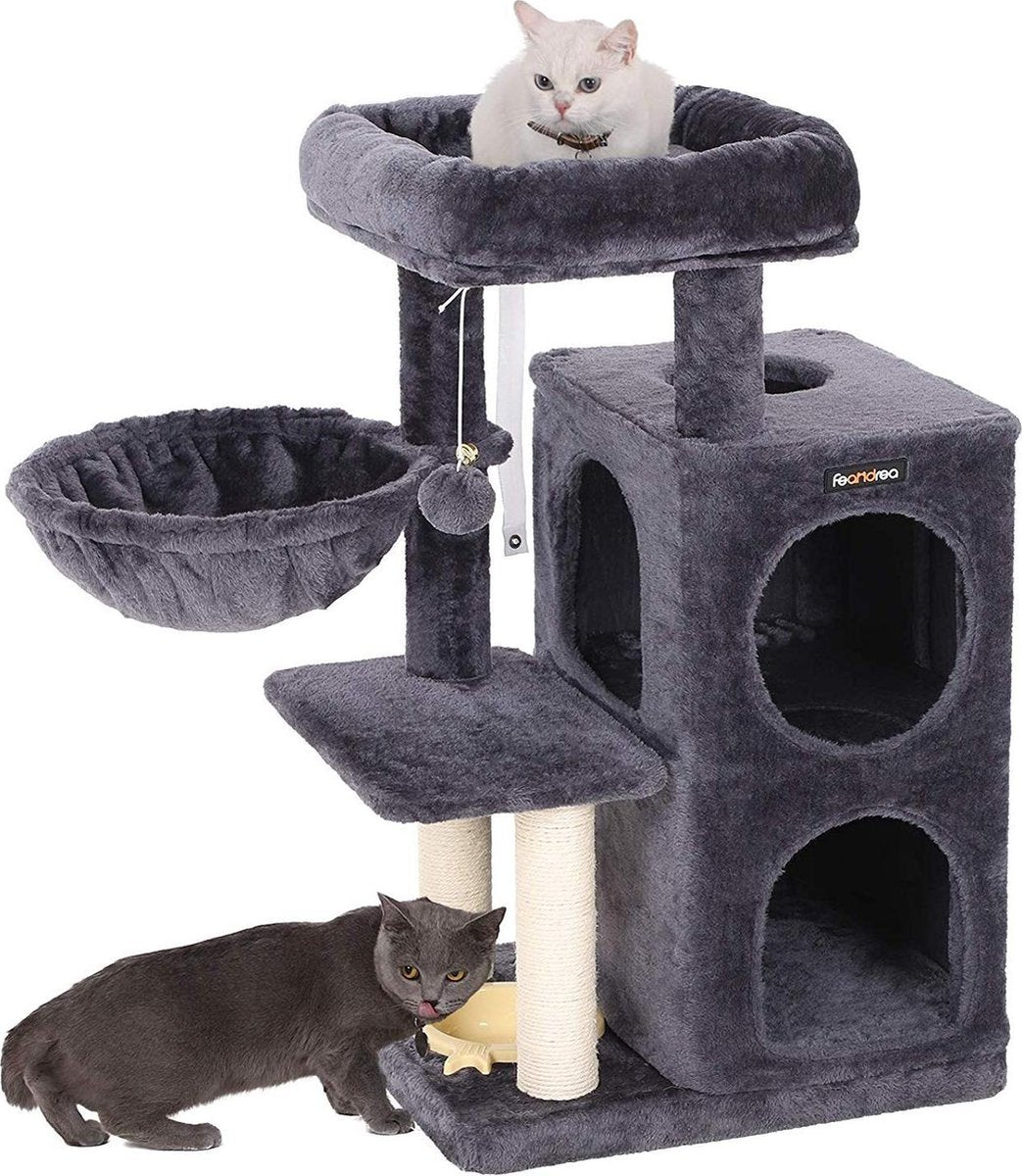 Nancy's Krabpaal Lichtgrijs met Hangmat en Speeltje - Speelhuis Voor Katten -  90CM