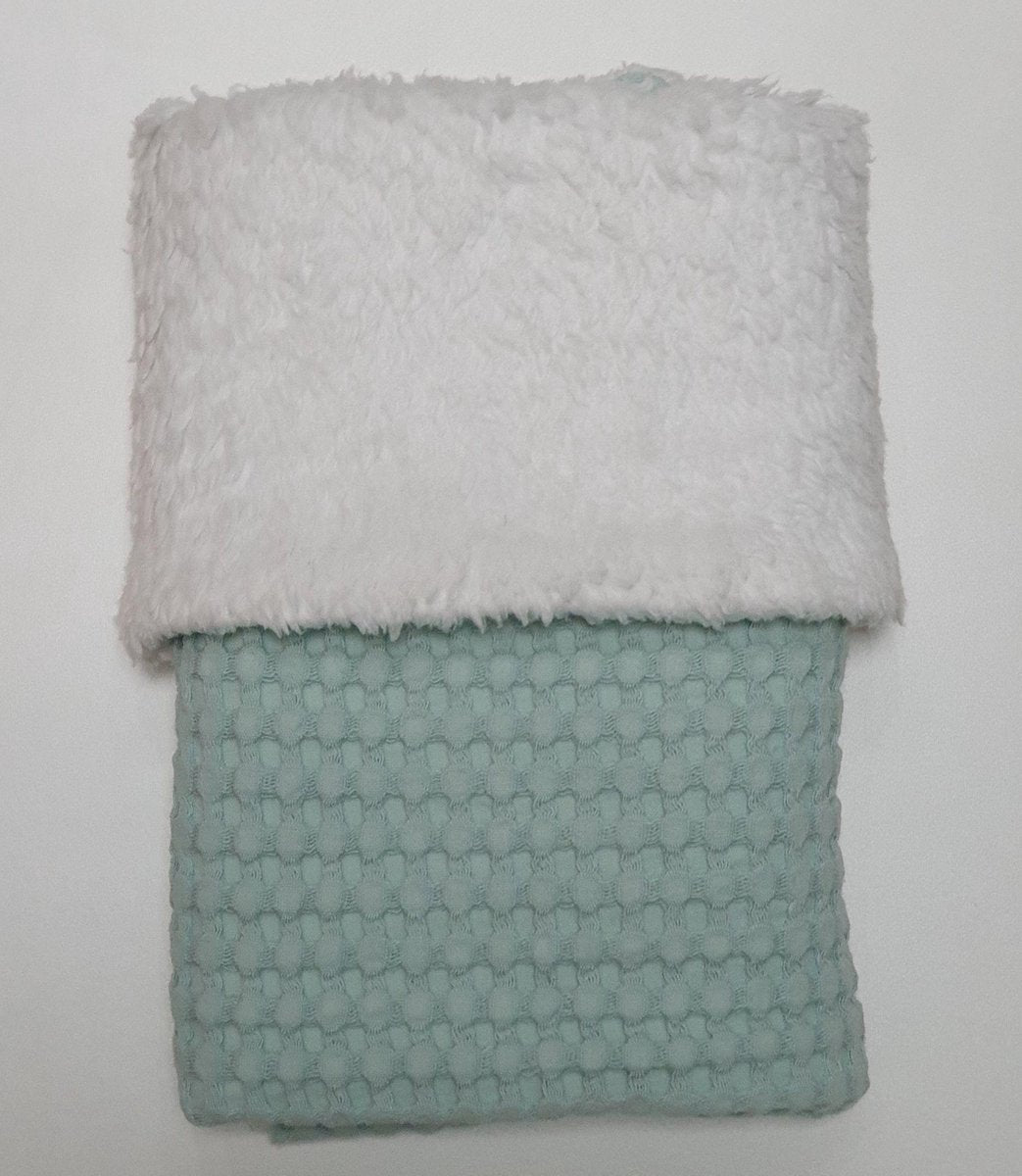RiFresh - dekentje wandelwagen - baby - mint wafelstof - teddy