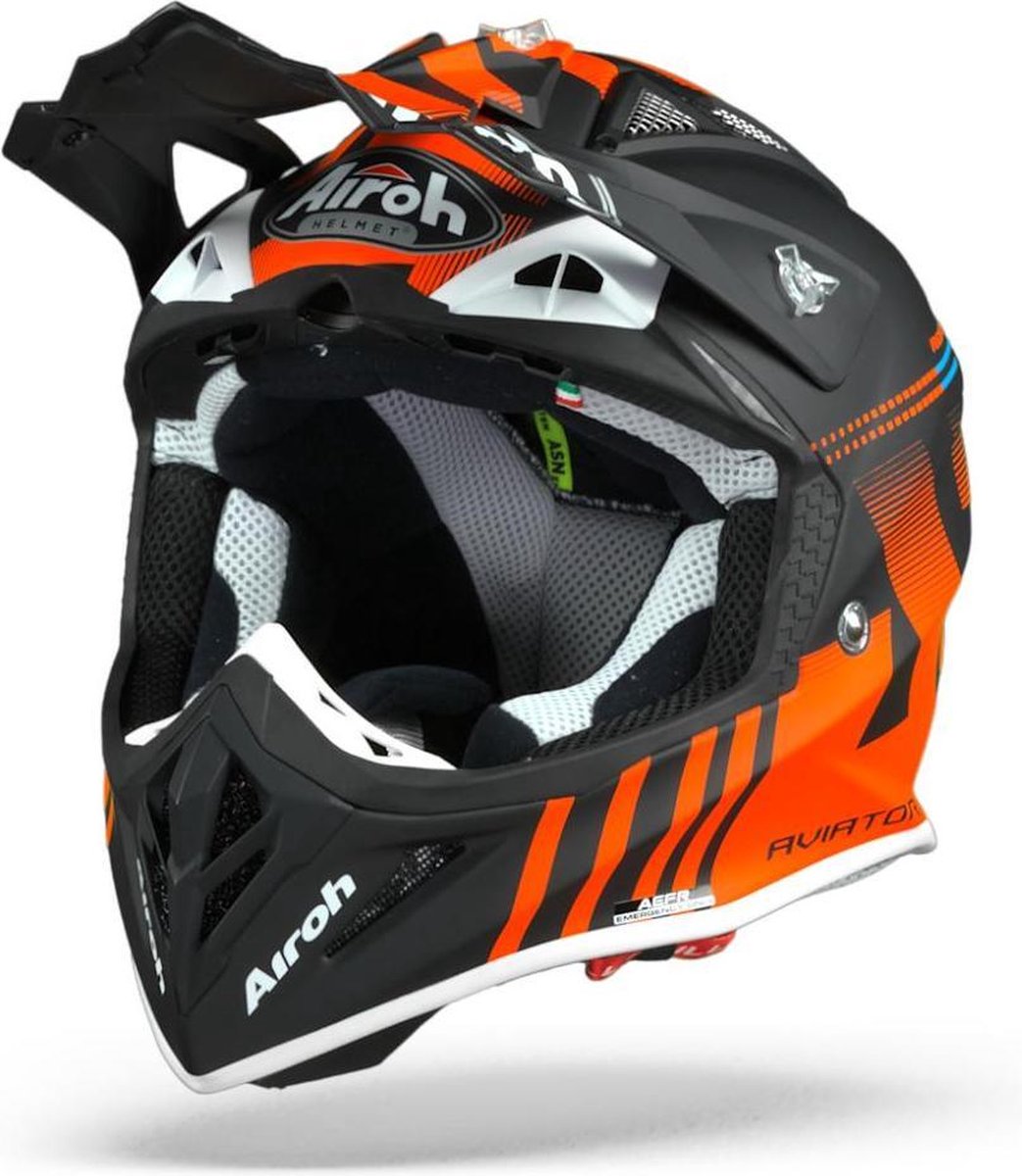 Airoh Aviator Ace Nemesi Oranje Mat Crosshelm - Motorhelm - Maat S