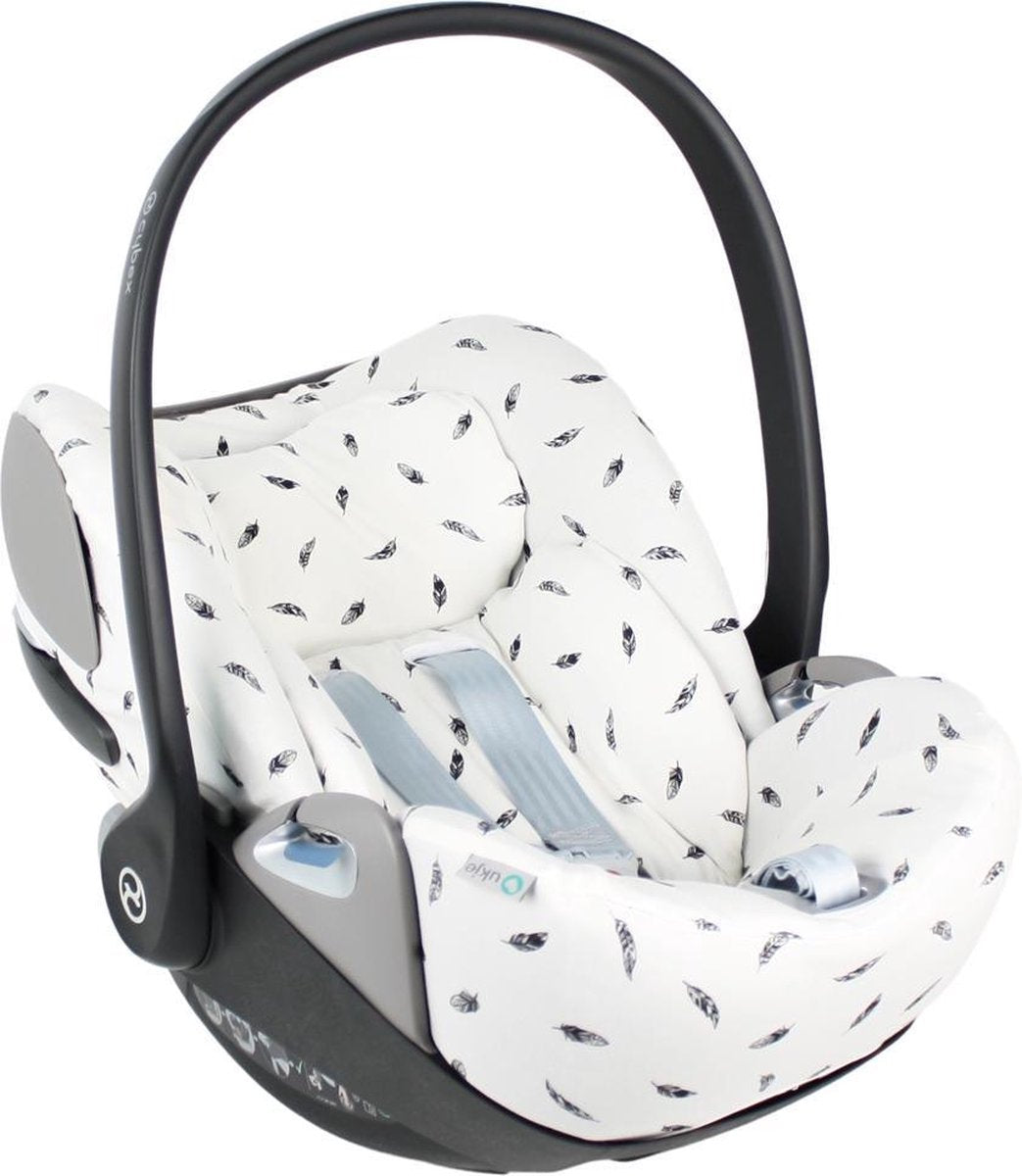Ukje Hoes voor Cybex Cloud Z hoes - Perfecte pasvorm - Wit veertjes