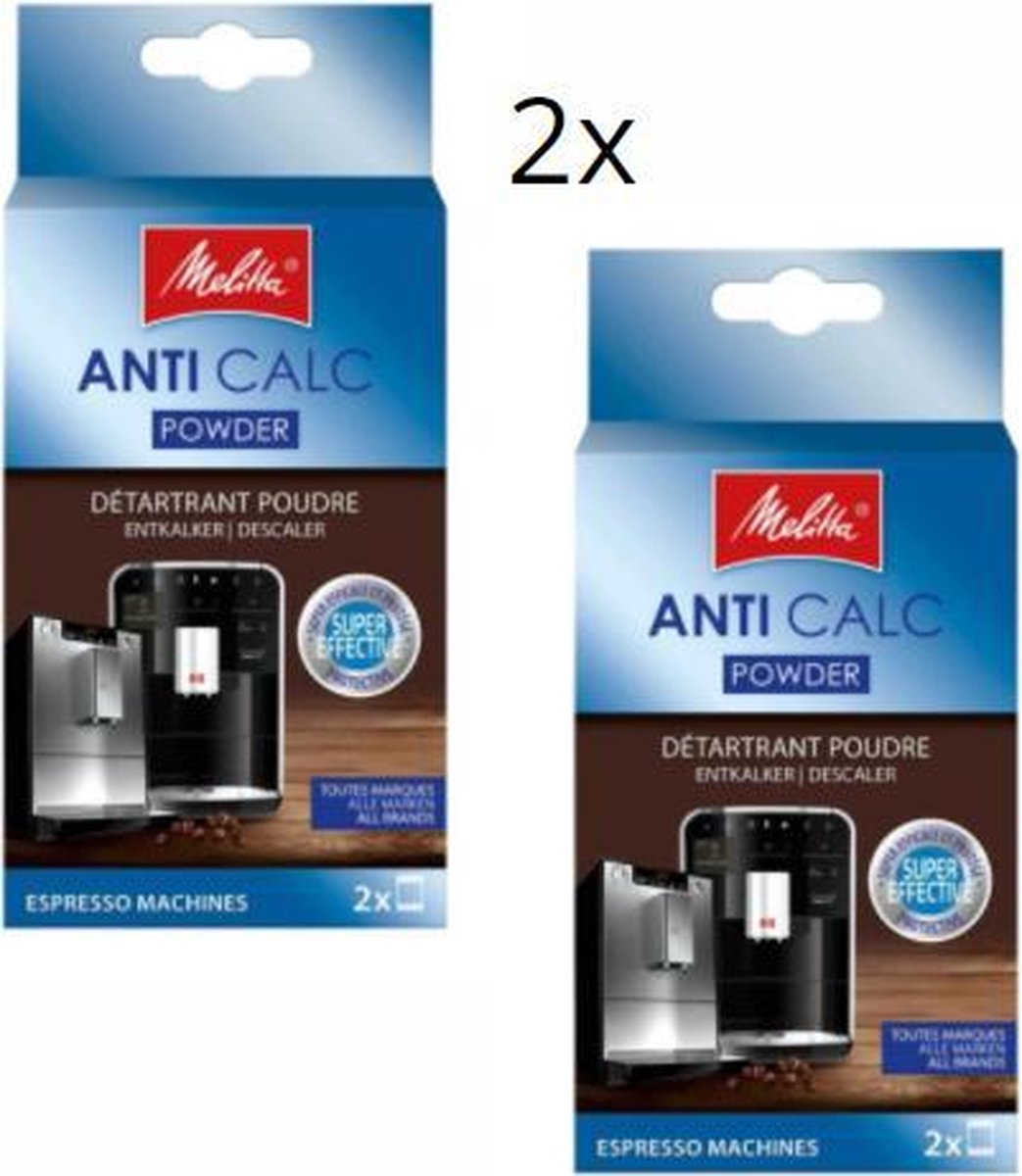 Melitta anti calc powder ontkalker - 2x verpakking a 2x 40gr poeder - ontkalkingsmiddel ontkalker voor espresso machines koffiezetapparaten