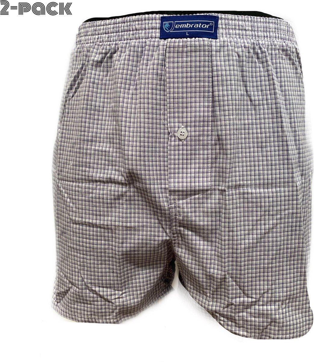 Embrator 2-stuks mannen Boxershort geweven katoen paars/wit/zwart L