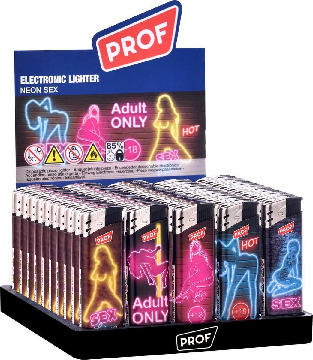Aanstekers - Lighters - Prof - 50 stuks – Neon