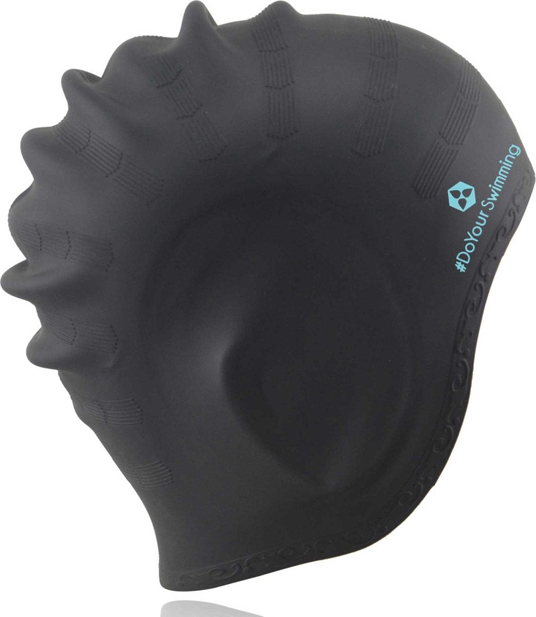 #DoYourSwimming - Badmuts voor volwassenen - »Franklin« - silicoon (Spandex) - perfecte pasvorm en extra oorbescherming - zwart