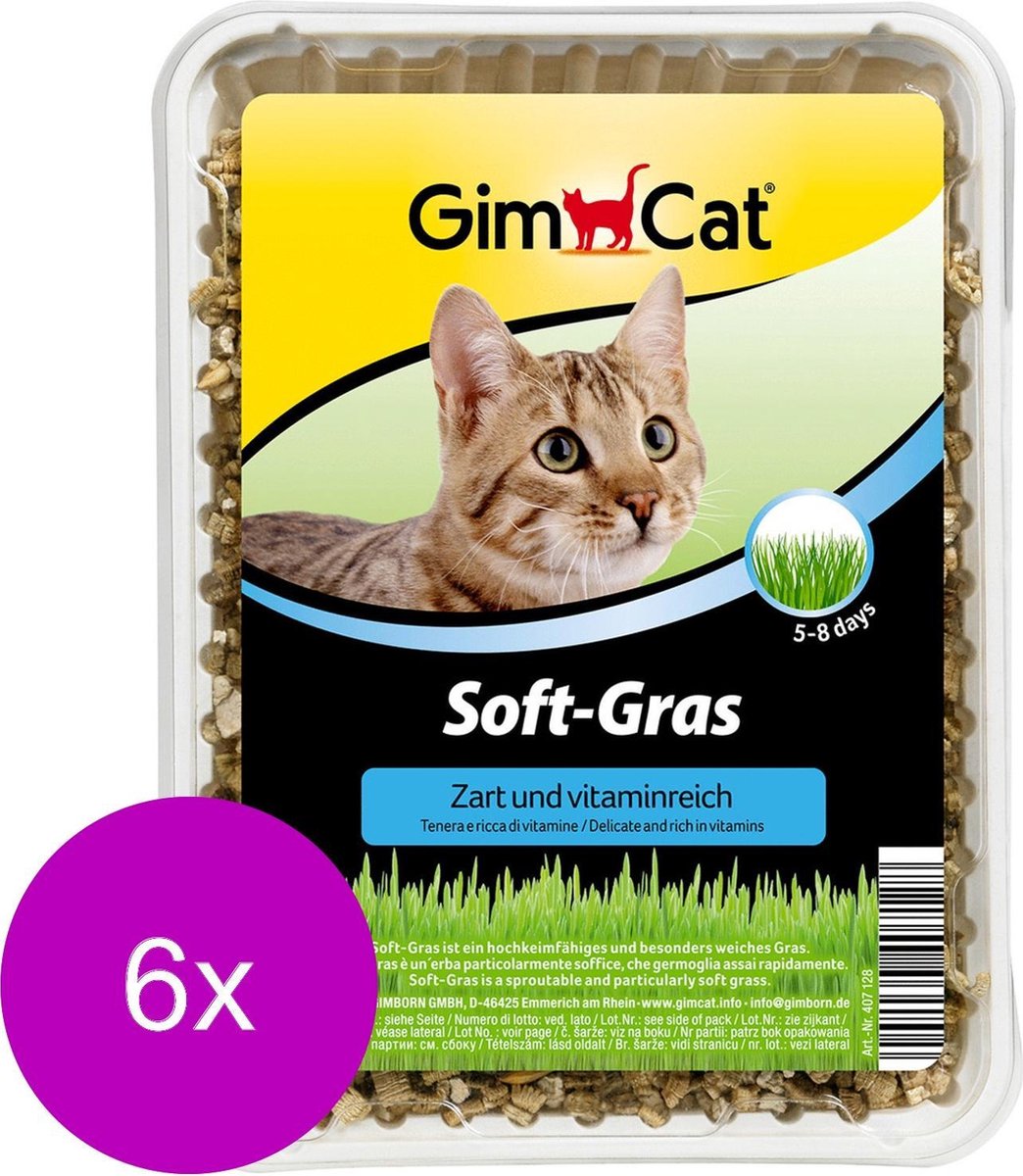 Gimcat Soft-Gras - Kattensnack - 6 x Natuur 100 g