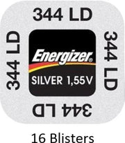 16 stuks (16 blisters a 1 stuk) Energizer Zilver Oxide Knoopcel 344/350 LD 1.55V
