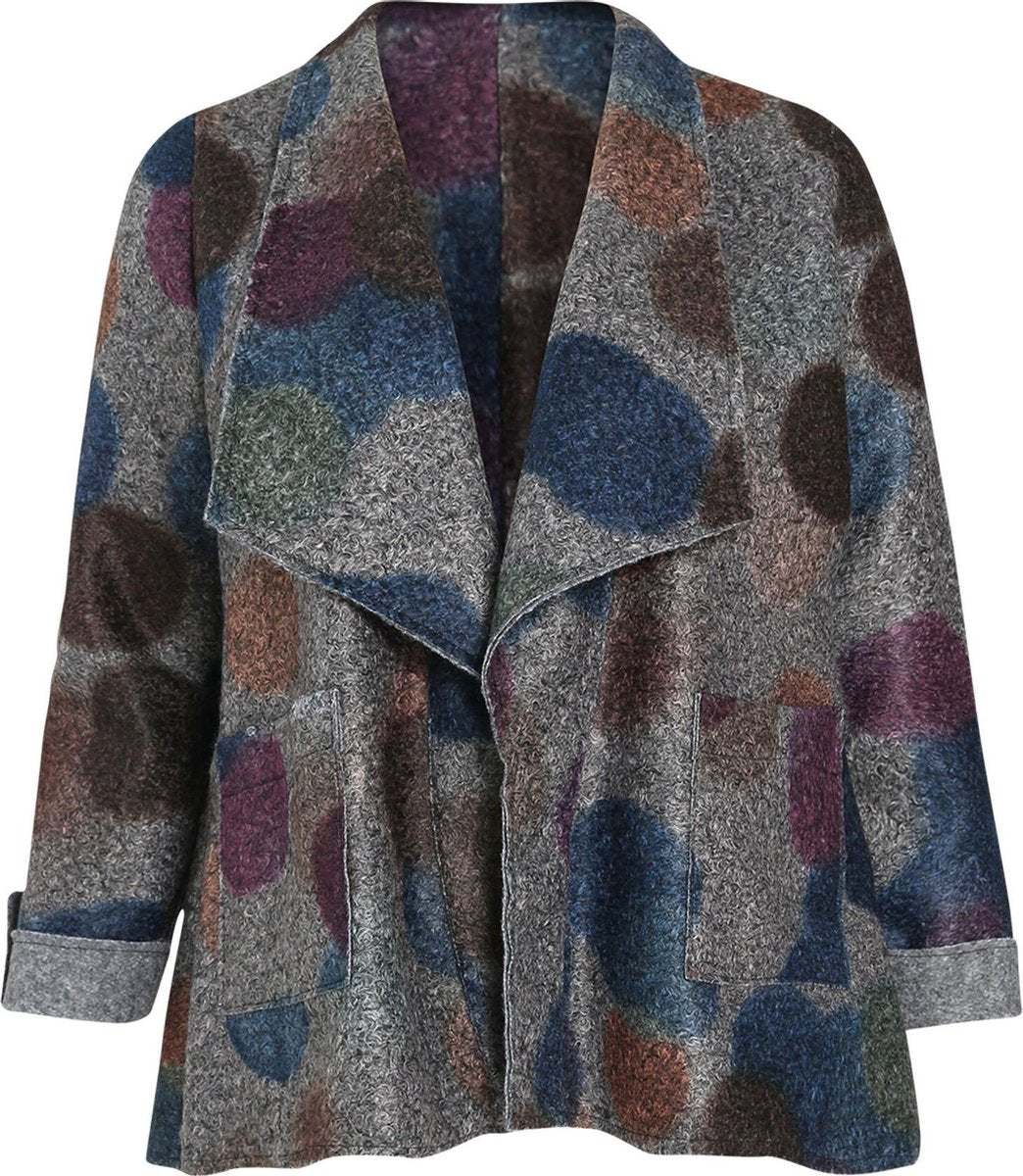 Jasje in bouclétricot met cirkels