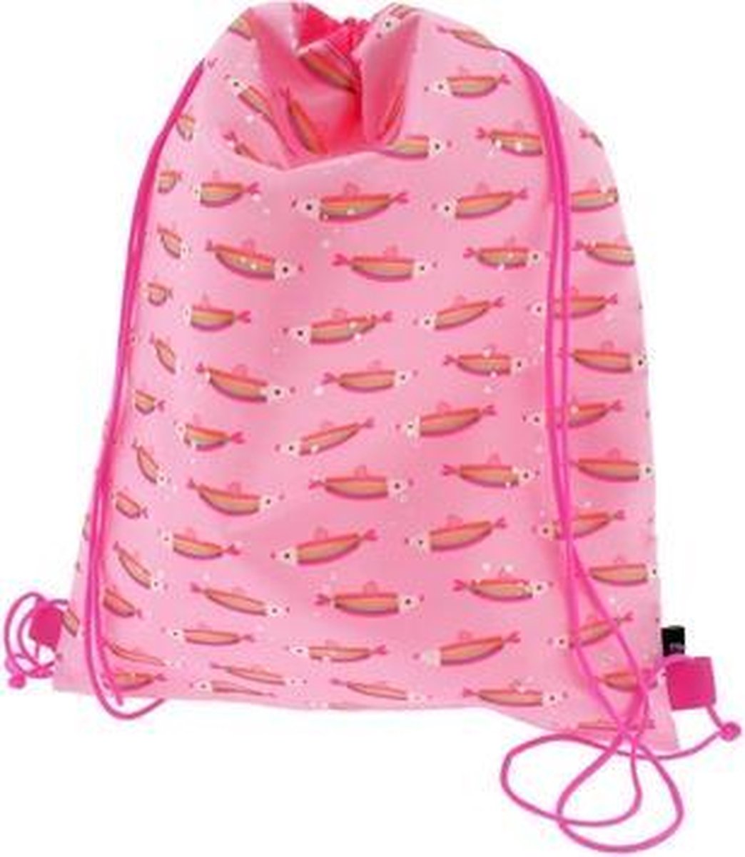 Kangaro Sporttas Funtastic Vis - Met nylon trekkoorden - 35x45 cm