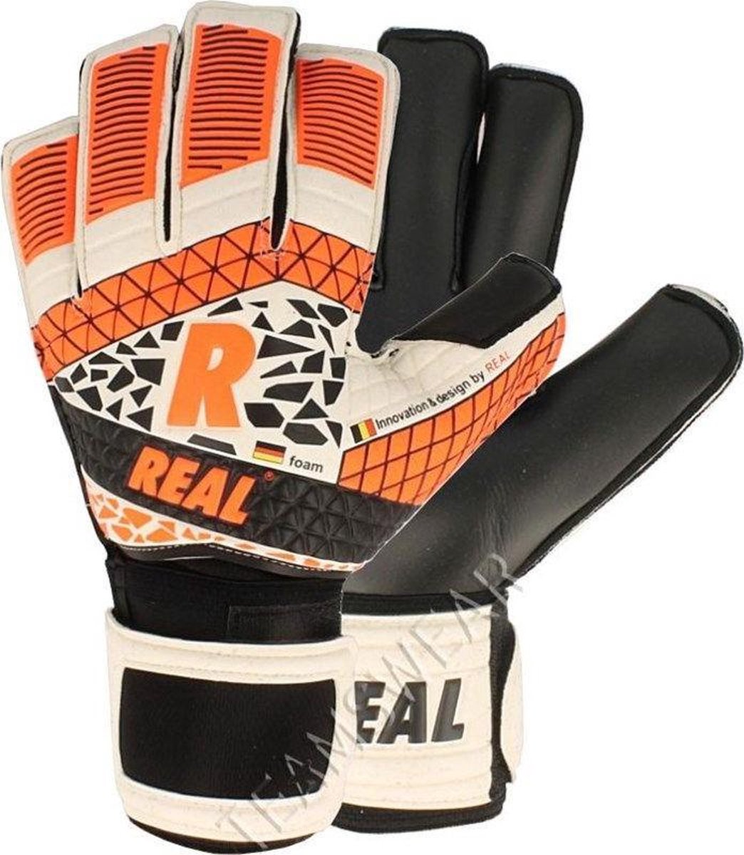 Real Hybrid Black Keepershandschoenen Heren - Wit / Zwart / Fluo Oranje | Maat: 11