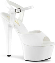 Aspire-609 stiletto sandal with ankle strap white patent - (EU 44 = US 13) - Pleaser