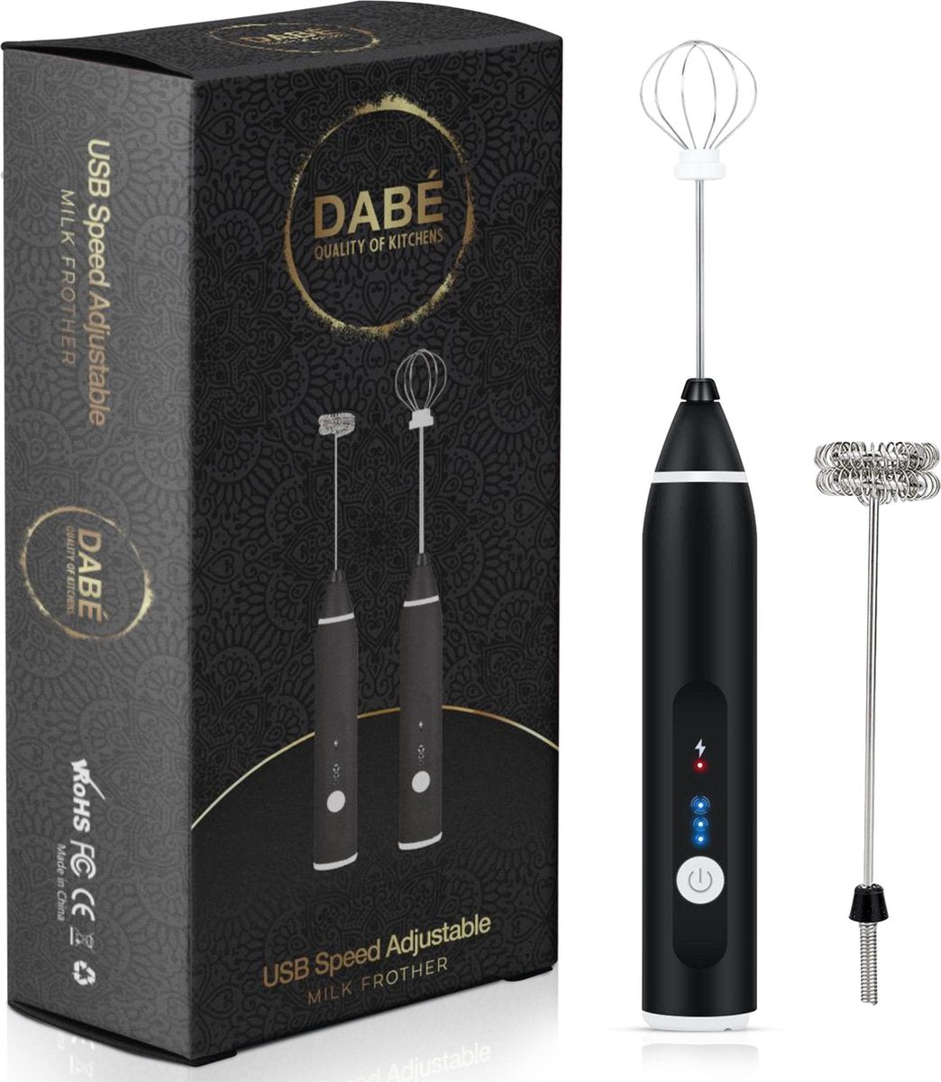 Dabé melkopschuimer  Melkopschuimer handmatig – Melkopklopper - Handmixer – Melkschuimer- Melkklopper – Melkklopper handmatig – zwart – Melkopschuimer - Elektrische - USB Oplaadbaar - Mixer keukenmachine - Handmatige melkopschuimers - Milkshake maker