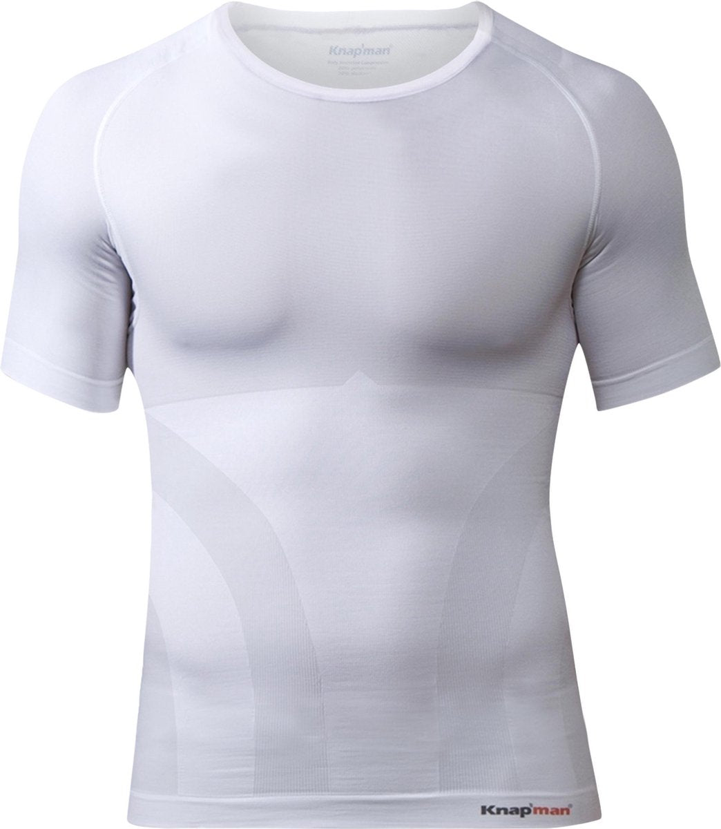 Knapman Zoned Compression Shirt (Ronde hals) 2.0 Wit | Compressieshirt voor Heren | Maat S