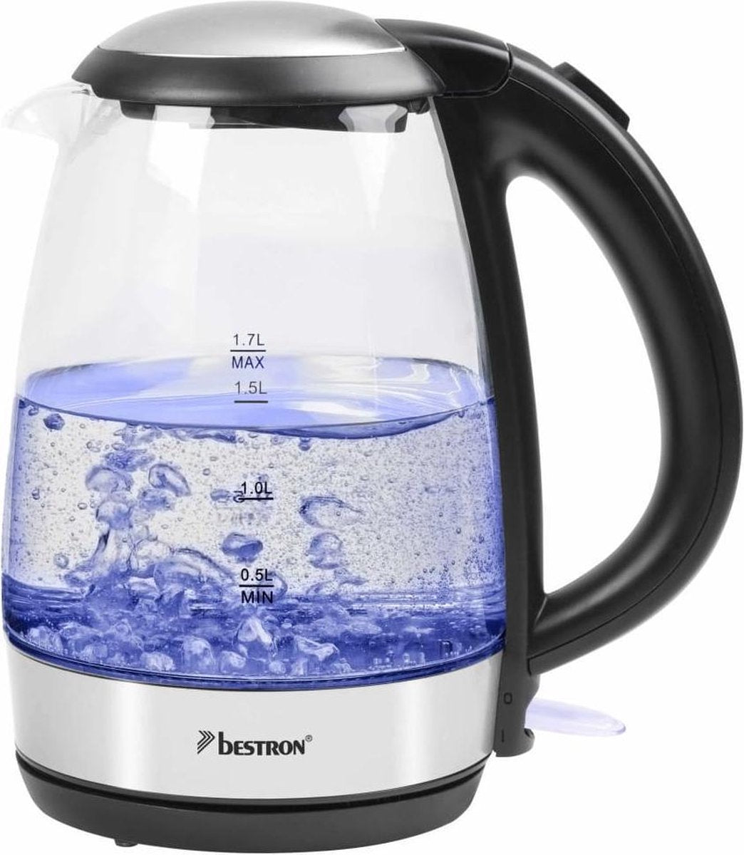Bestron Waterkoker digitaal AWK780G 2200 W 1.7 L glas blauw
