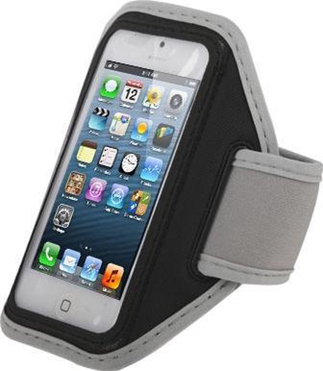 Mobigear Sportarmband Zwart / Grijs voor Apple iPhone 5 / 5S / 5C / SE