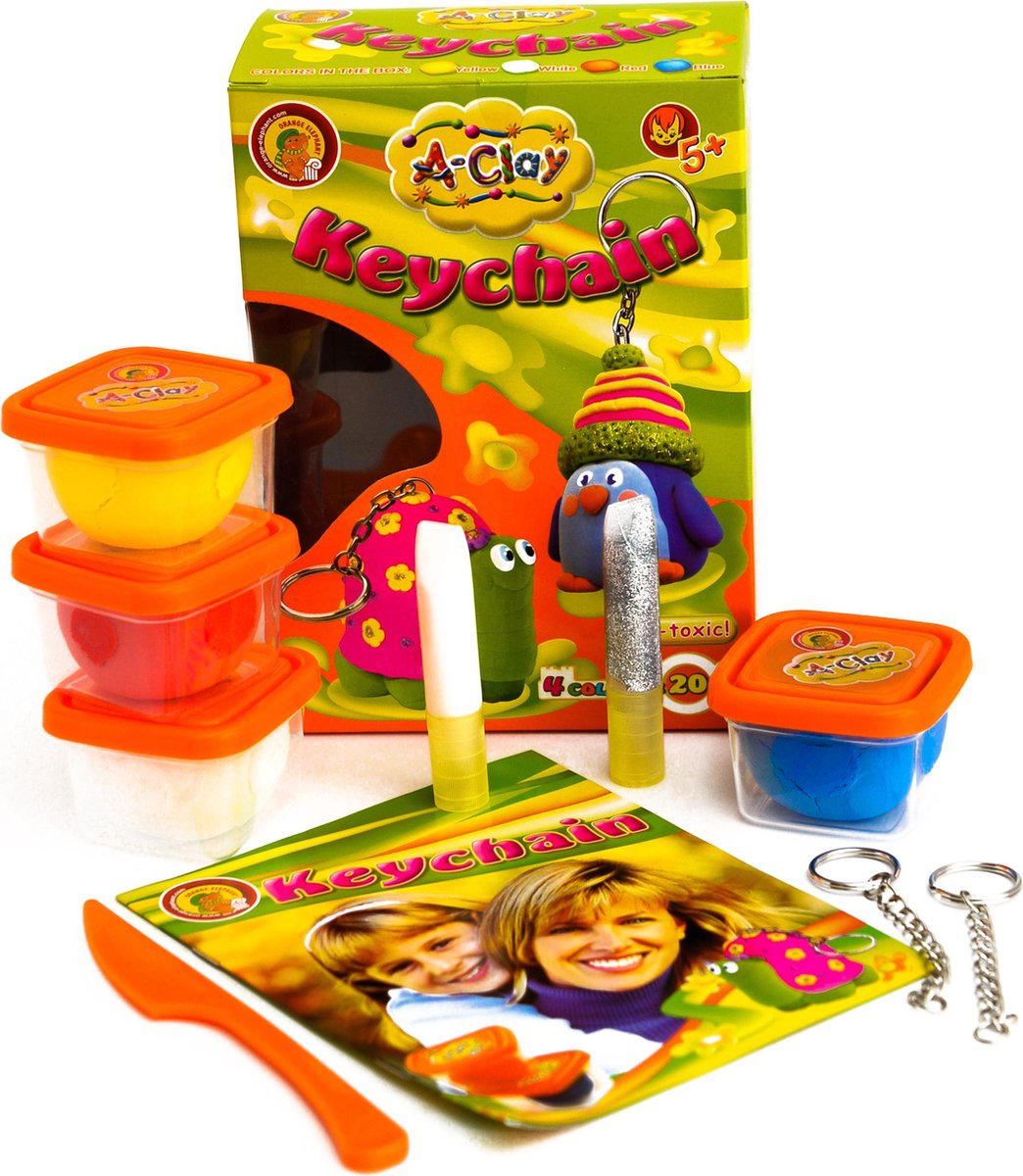 Orange Elephant Klei Sleutelhanger