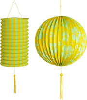 2 Hawaii lantaarns groen-geel - Feestdecoratievoorwerp