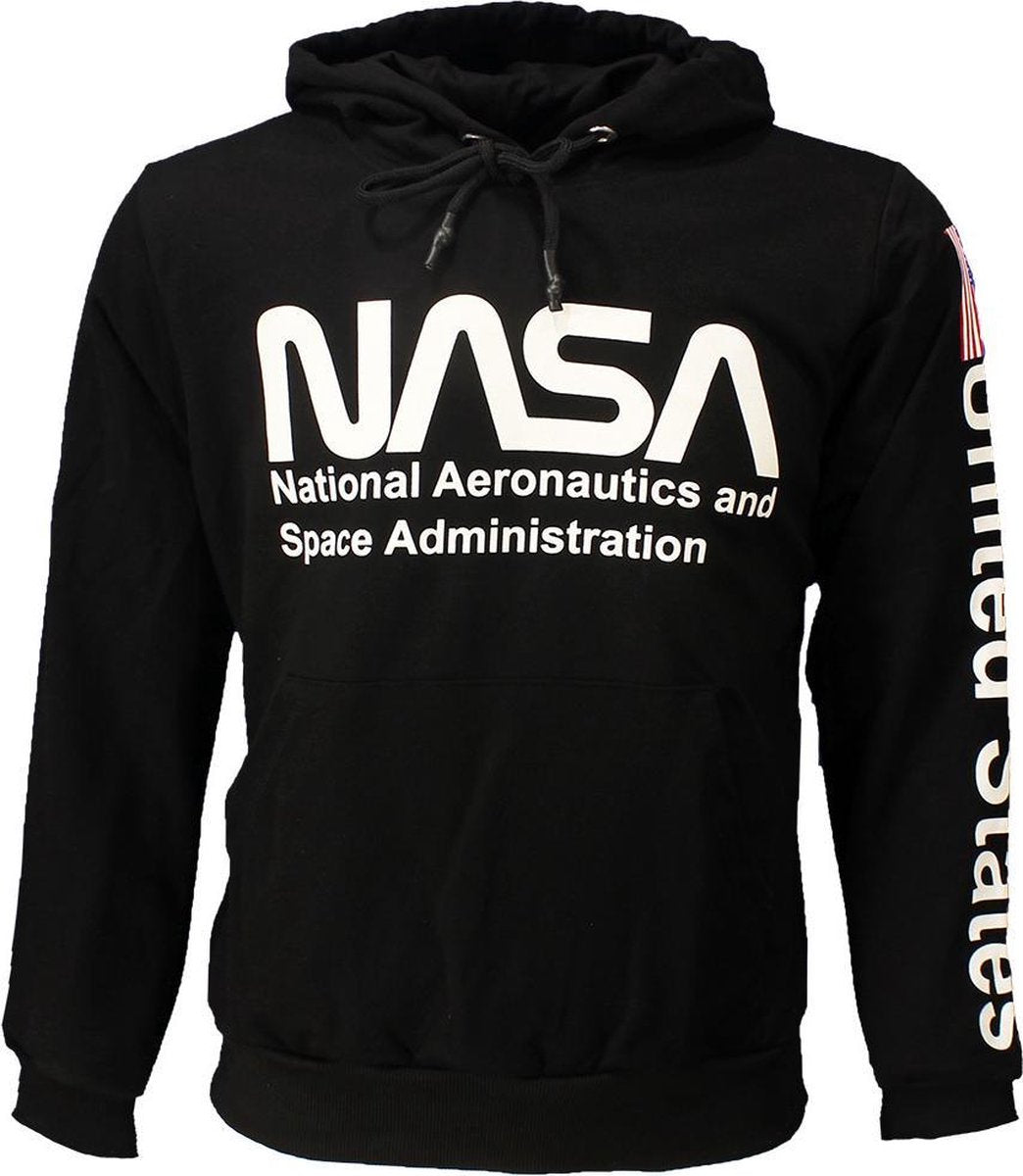 NASA Logo Front and Arm Print Sweater Trui Zwart - Officiële Merchandise
