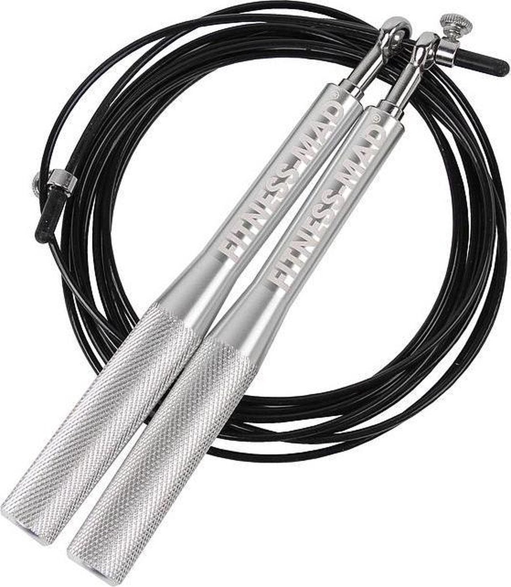 Fitness-mad Springtouw Ultra Speed 3 Meter Aluminium/pvc Zwart