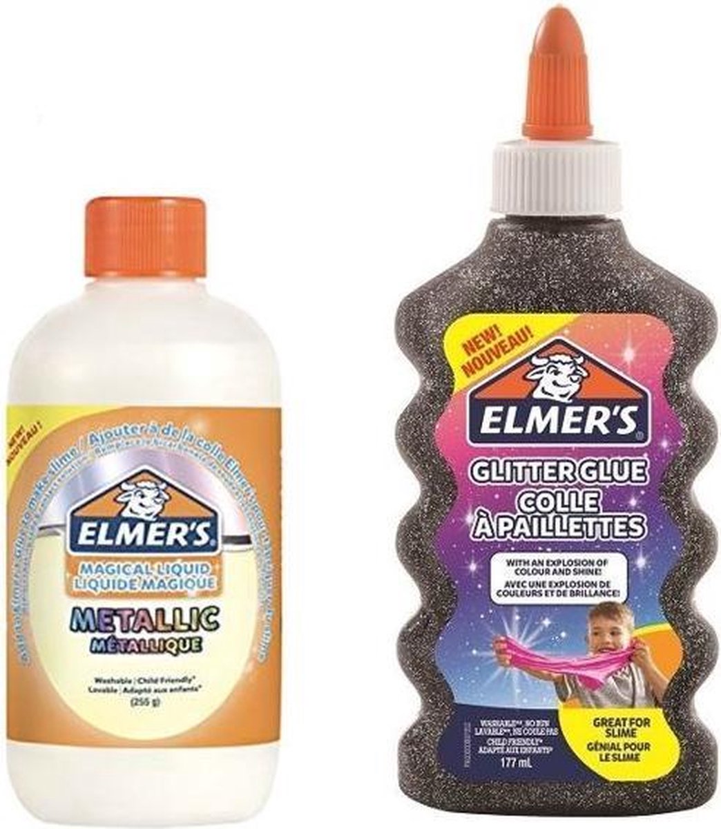 Elmer's Glue set van 1 fles Glitterlijm Black en 1 fles Metallic Magical Liquid