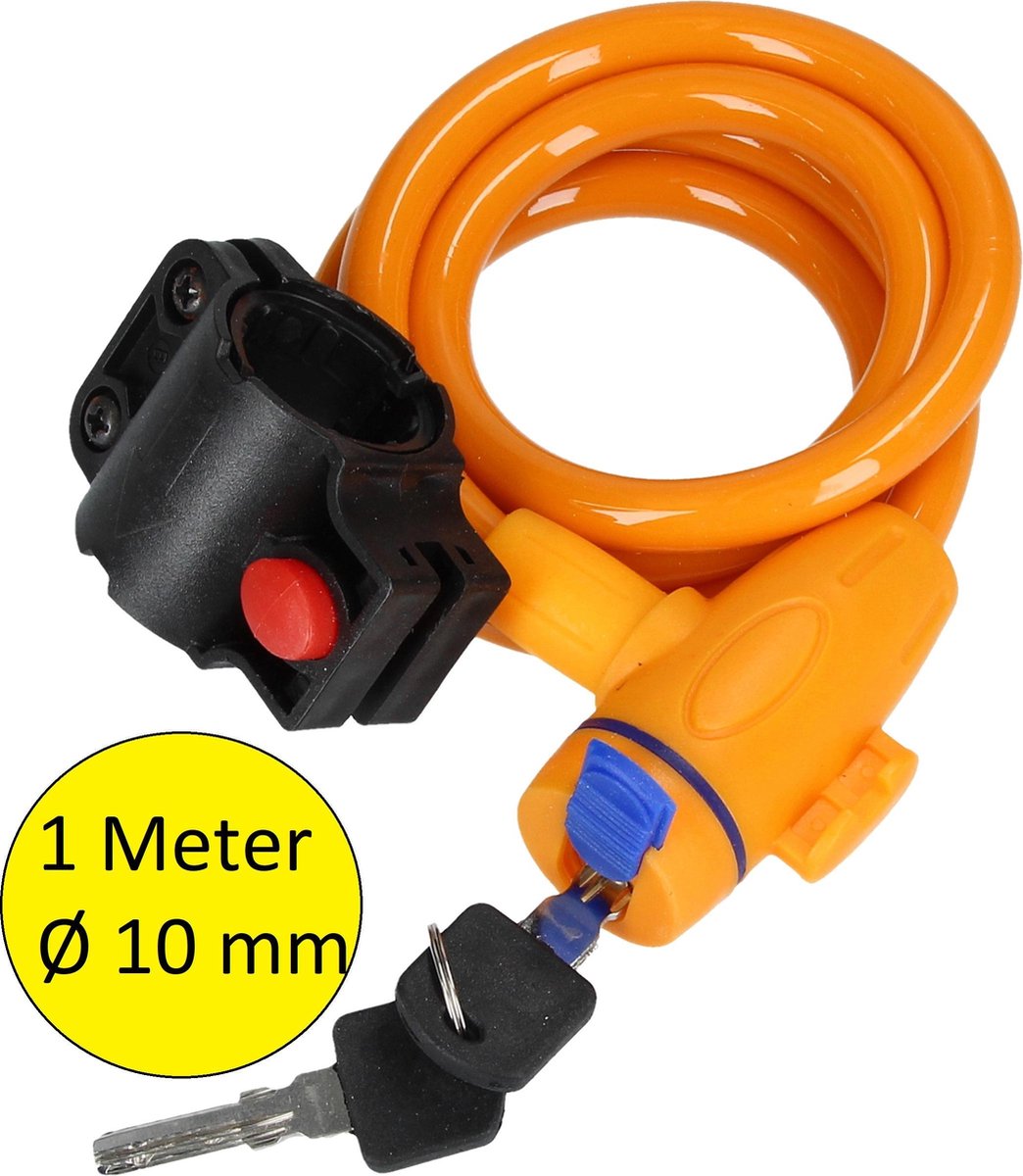 Staalkabelslot voor de Fiets Met Beschermend Omhulsel Oranje – 16x11cm | Bescherming | Fietsslot | Kettingslot