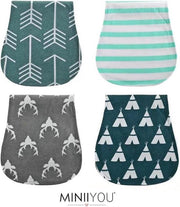 MINIIYOU® 4 stuks spuugdoeken baby unisex pijltjes | meisjes en jongens | schouderdoekje | monddoekje | 48 x 23 cm | Baby Spuugdoekjes met laagje badstof waterproof | Groen witte print | 100% katoen | Babykamer | doekje voor in de box - ledikant