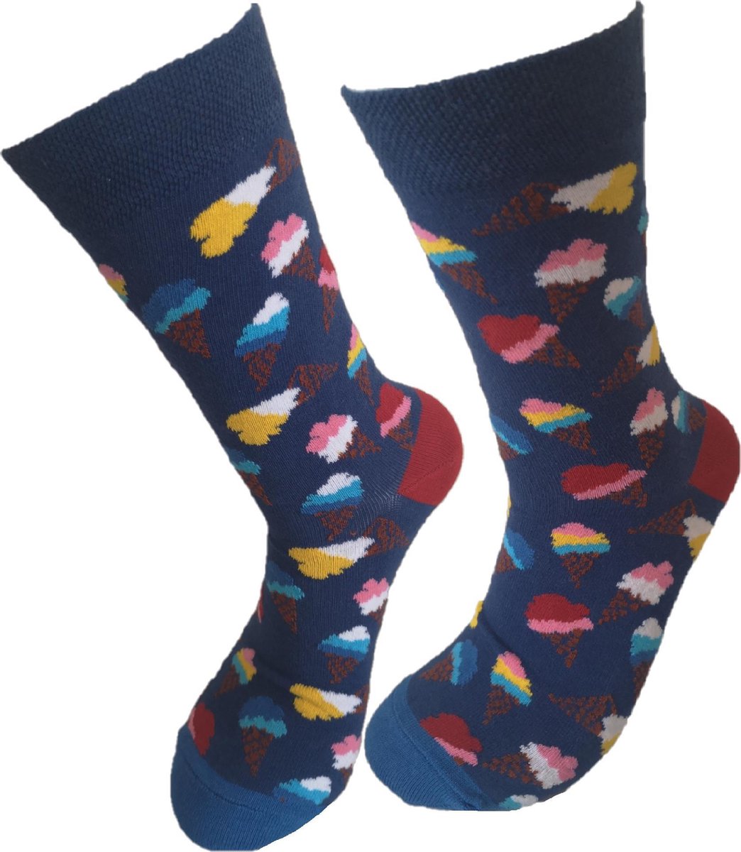 Verjaardag cadeautje voor hem en haar - Softijs Sokken - Ijsjes Sokken - Ijs Leuke sokken - Vrolijke sokken - Luckyday Socks - Sokken met tekst - Aparte Sokken - Socks waar je Happy van wordt - Maat 37-44