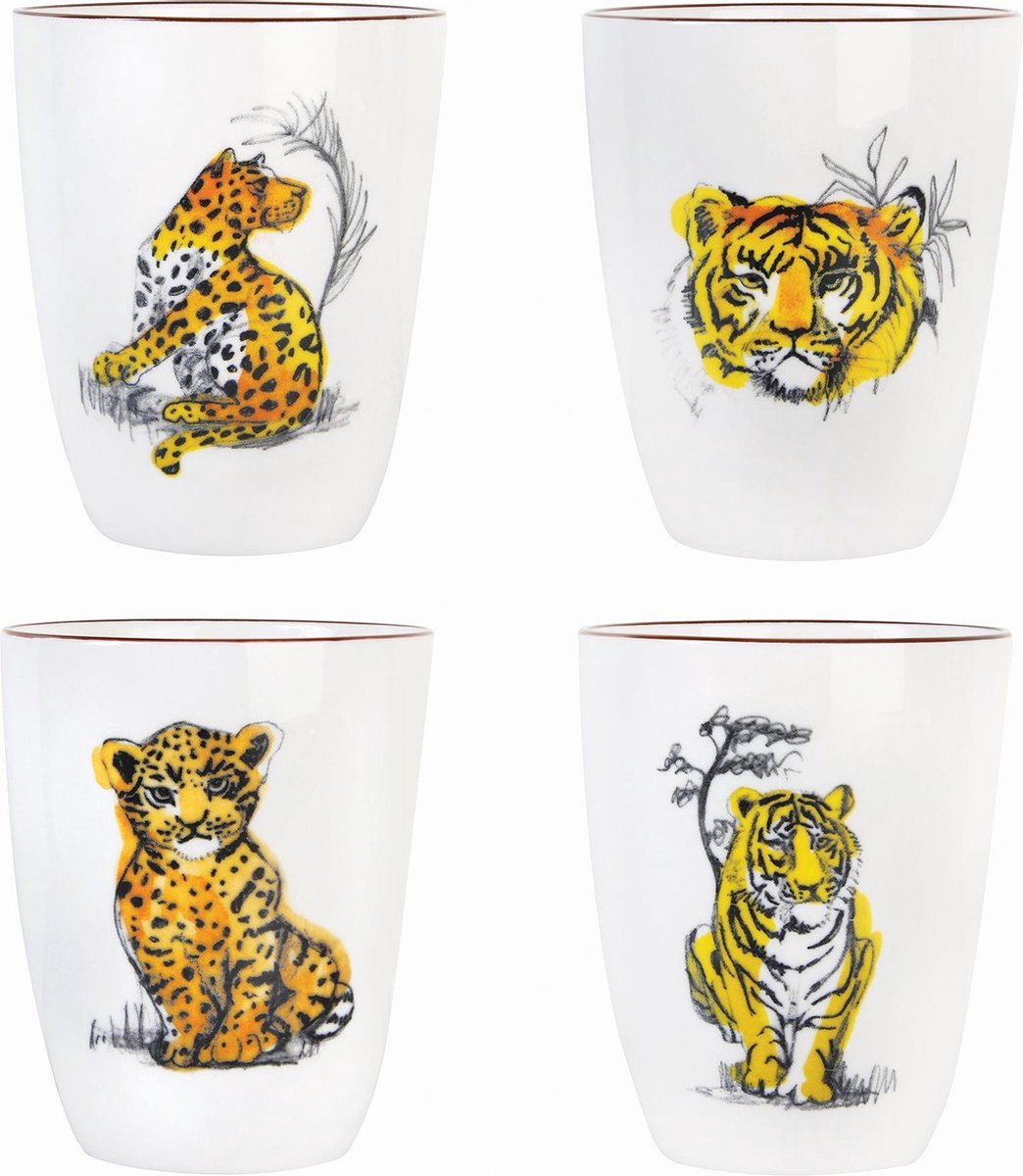 Koffie beker set van 4 - 10 cm - koffie mokken - mokken en bekers - koffie mokken set - koffie beker - thee mok