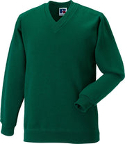 Russell Werkkleding V-hals Sweatshirt Top (Fles groen)