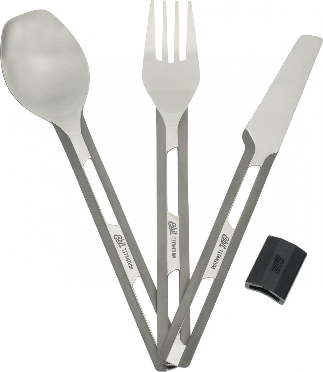 Esbit TC4-TI Campingservies en keukenuitrusting met silicone manchet 3-delig grijs
