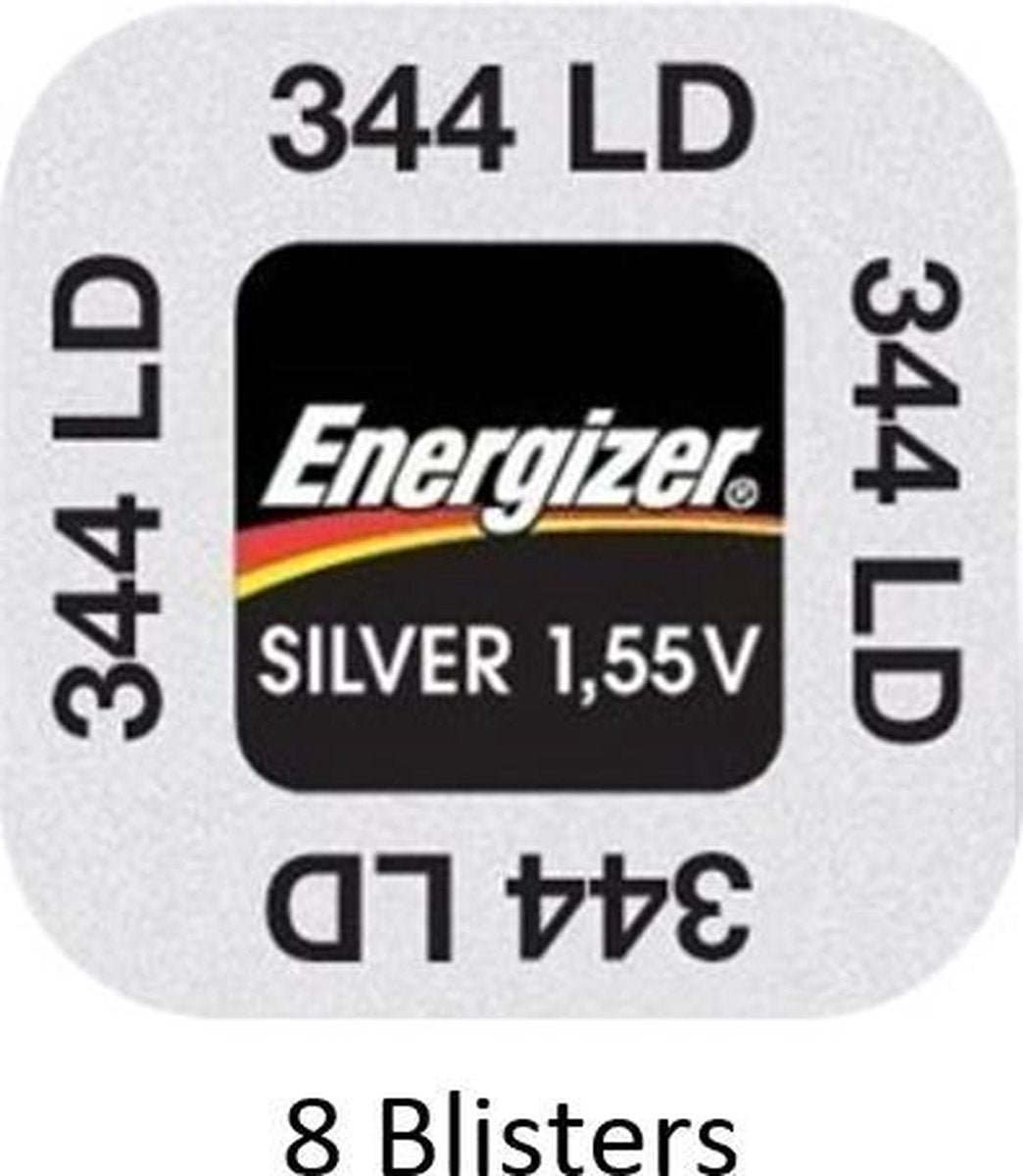 8 stuks (8 blisters a 1 stuk) Energizer Zilver Oxide Knoopcel 344/350 LD 1.55V