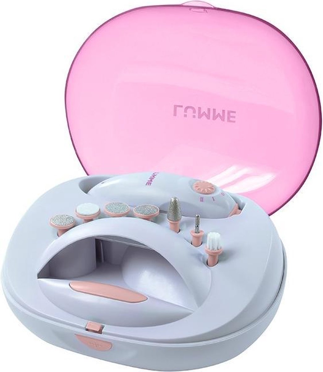 LUMME LU-2404 manicure set|7 delig|nageldroger|wit/roze