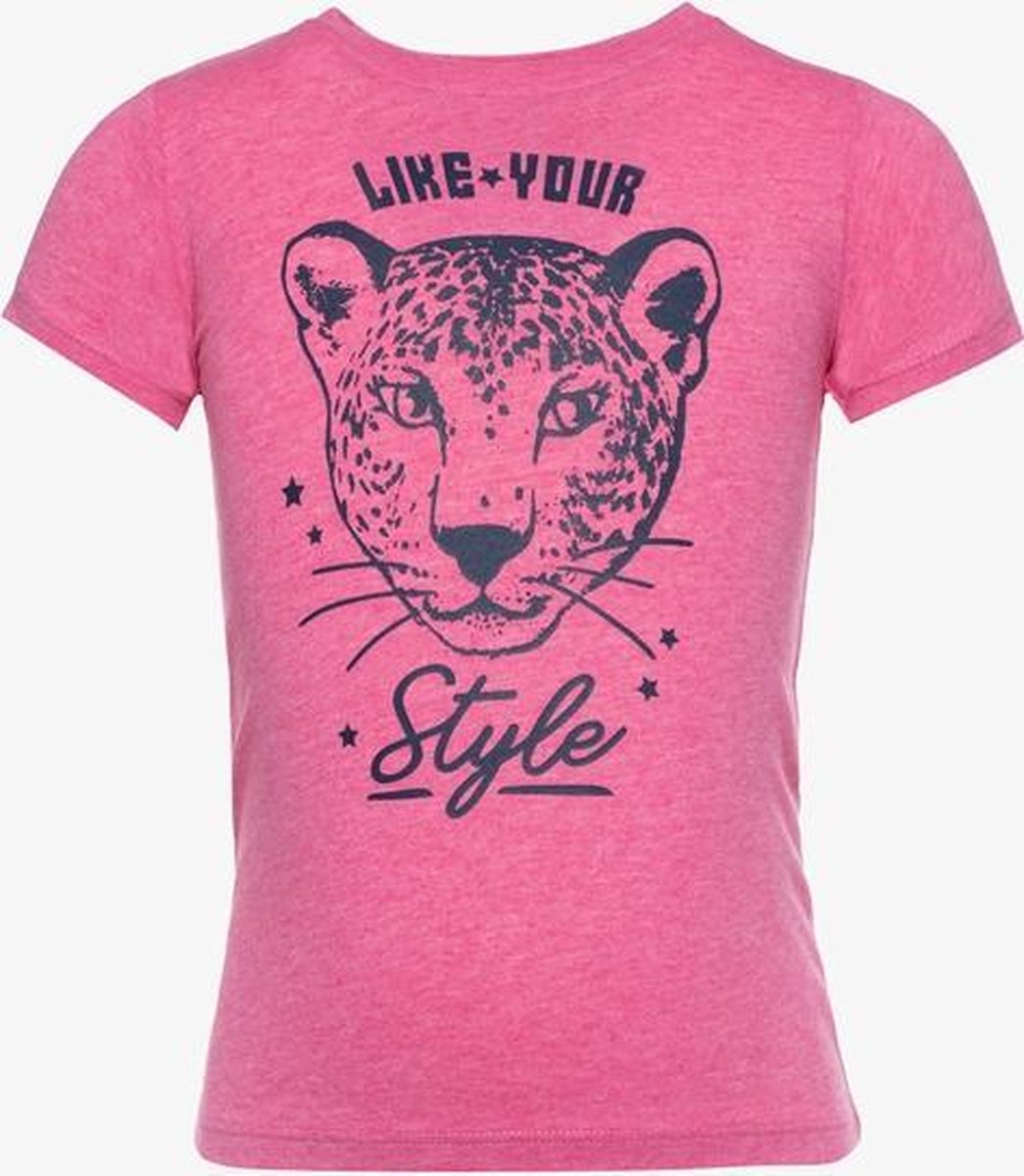 TwoDay meisjes T-shirt met tijgerkop - Roze - Maat 98