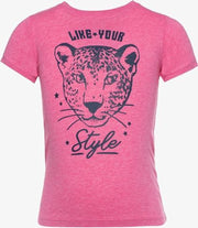 TwoDay meisjes T-shirt met tijgerkop - Roze - Maat 98